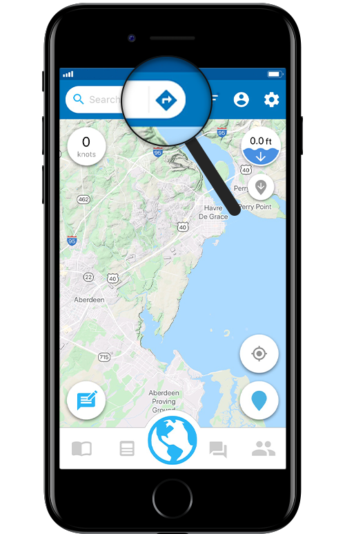 Click Directions Button Image Showing Where Argo's Auto-Route Feature is Located